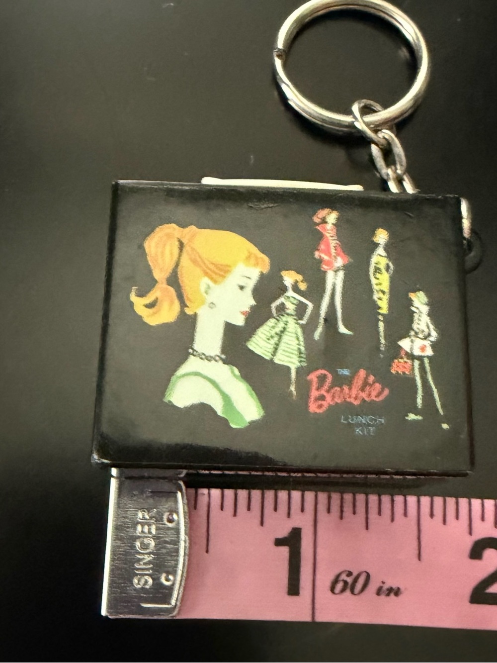 Vintage 1999 Mattel Barbie Black Lunchbox Keychain Mini - Picture 6 of 8